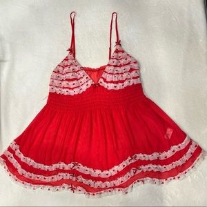 Sadie & Lulu Heart Print Ruffle Cami/Babydoll